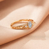 Bague Labradorite Zircon Argent Plaqué Or 10K Ajustable - Biloria