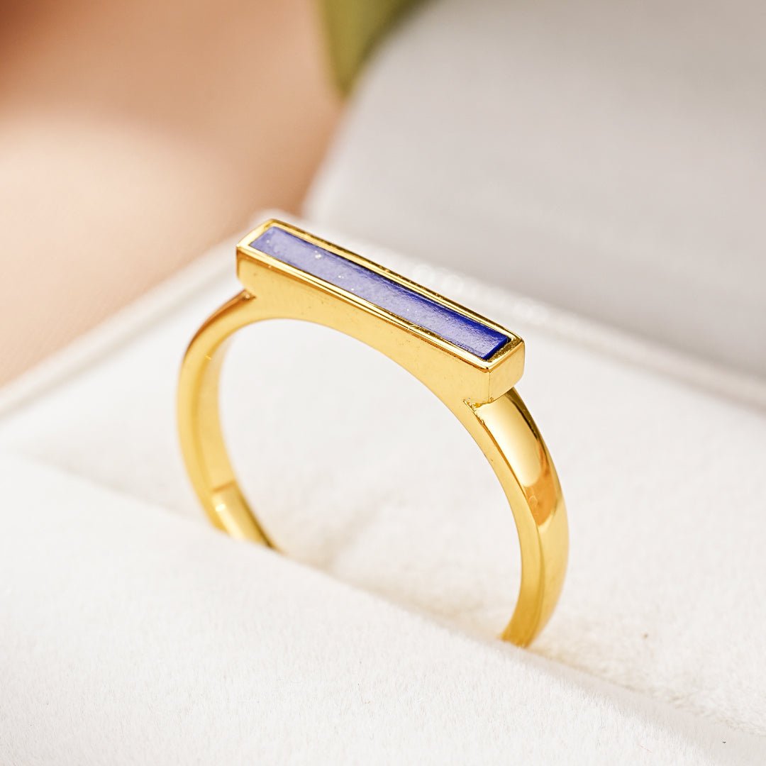 Bague Lapis-Lazuli Argent Plaqué Or 18K – Idée Cadeau Spirituelle - Biloria