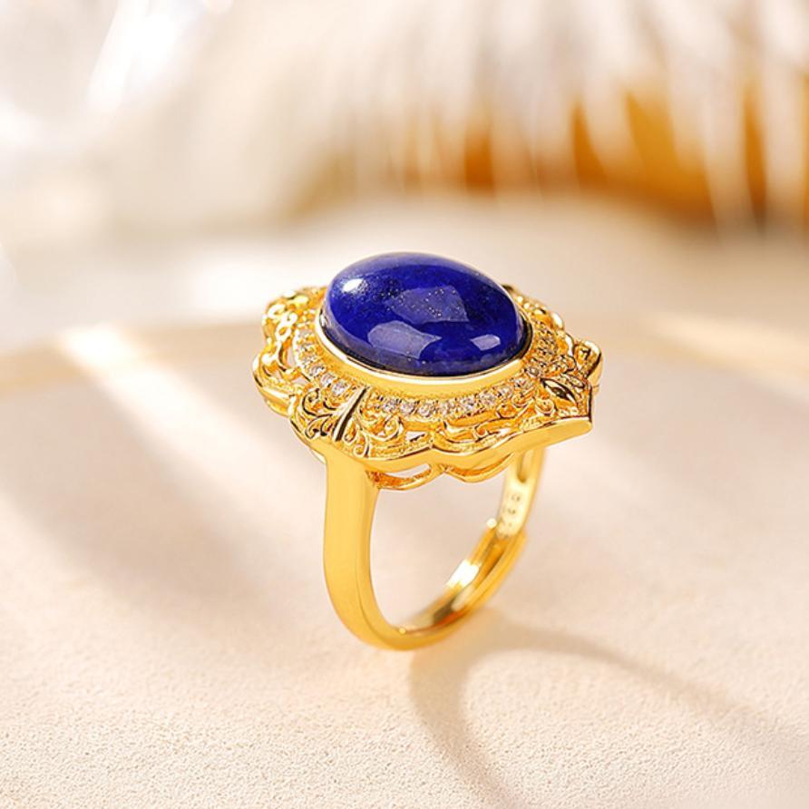 Bague Lapis Lazuli et Zircon – Pierres de Prospérité - Biloria