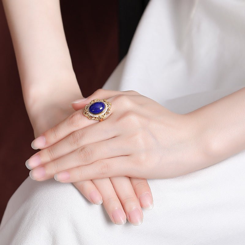 Bague Lapis Lazuli et Zircon – Pierres de Prospérité - Biloria