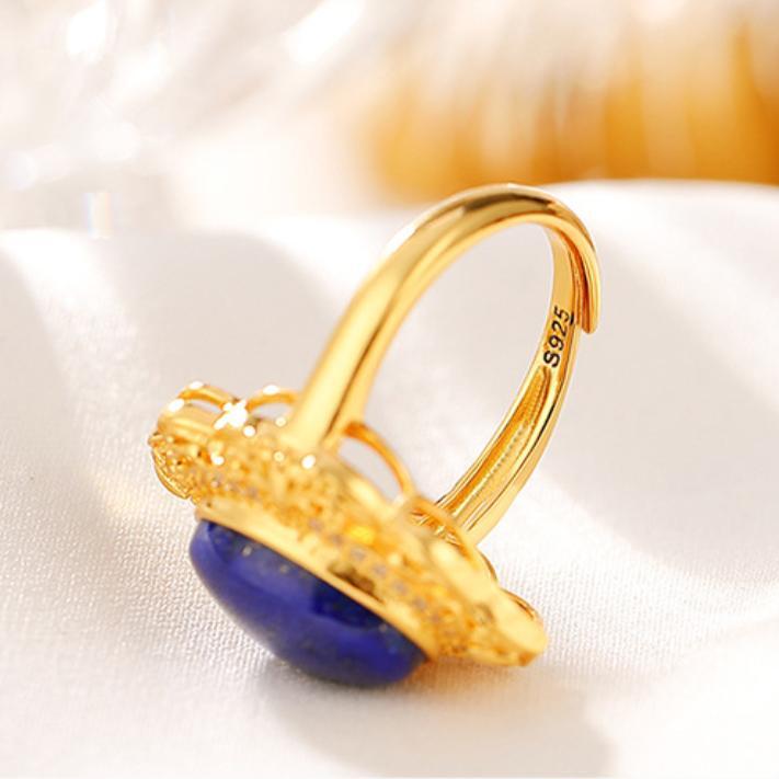 Bague Lapis Lazuli et Zircon – Pierres de Prospérité - Biloria
