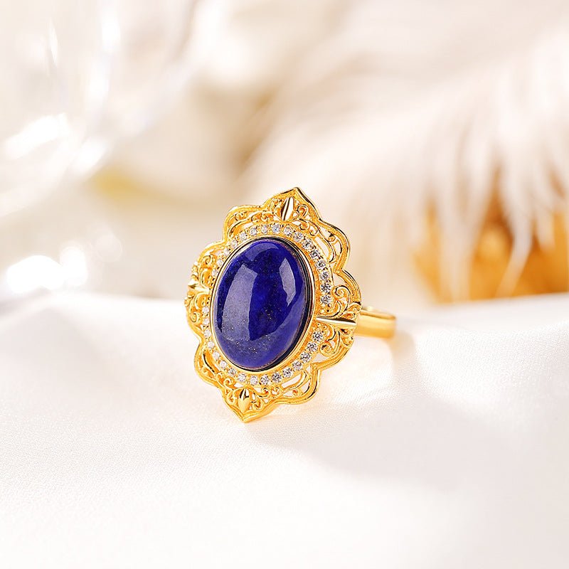 Bague Lapis Lazuli et Zircon – Pierres de Prospérité - Biloria