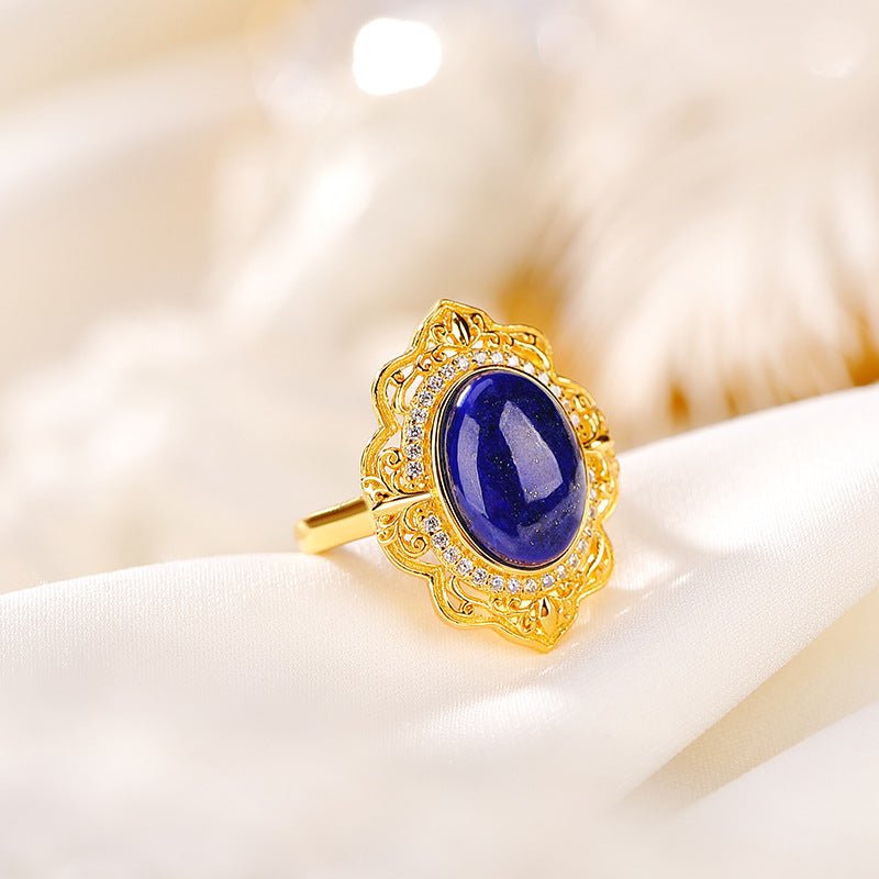 Bague Lapis Lazuli et Zircon – Pierres de Prospérité - Biloria