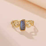 Bague Lapis Lazuli Labradorite Réversible Argent Plaqué Or - Biloria