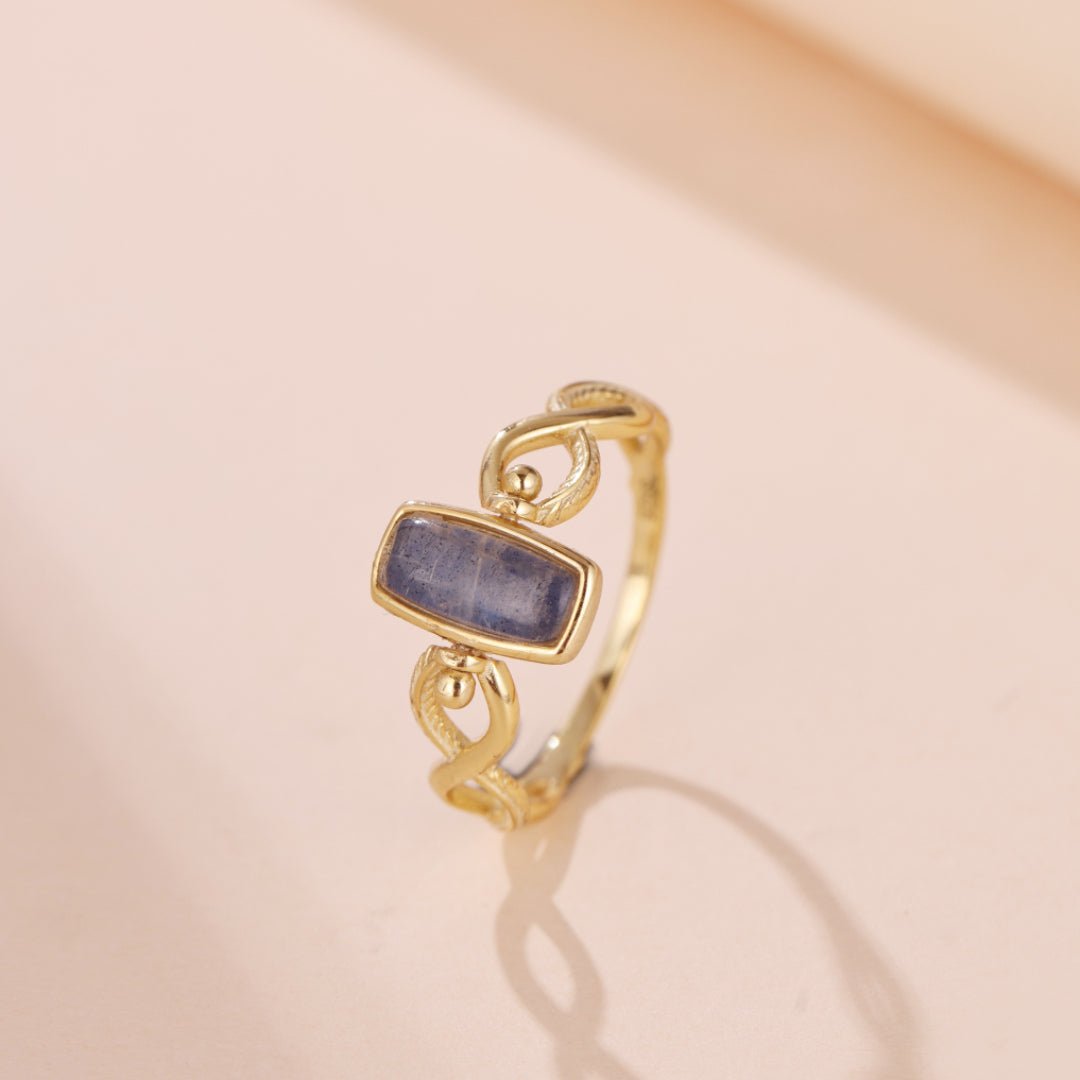 Bague Lapis Lazuli Labradorite Réversible Argent Plaqué Or - Biloria