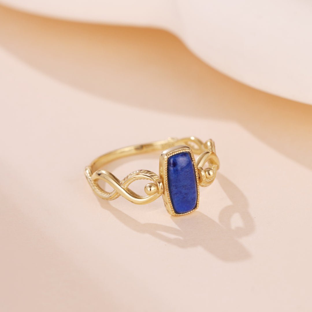 Bague Lapis Lazuli Labradorite Réversible Argent Plaqué Or - Biloria