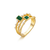 Bague Lapis Lazuli ou Malachite Argent Plaqué Or - Bijou Spirituel - Biloria