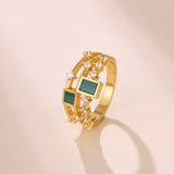 Bague Lapis Lazuli ou Malachite Argent Plaqué Or - Bijou Spirituel - Biloria
