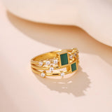 Bague Lapis Lazuli ou Malachite Argent Plaqué Or - Bijou Spirituel - Biloria