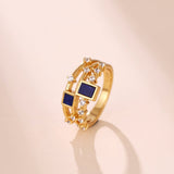 Bague Lapis Lazuli ou Malachite Argent Plaqué Or - Bijou Spirituel - Biloria