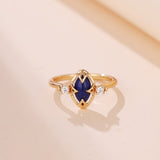 Bague Lapis Lazuli Quartz Clair Réversible Argent Plaqué Or - Biloria