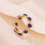 Bague Lapis Lazuli Zircon Argent Plaqué Or Ajustable - Biloria