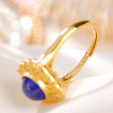 Bague Lapis Lazuli Zircon – Argent Plaqué Or, Bijou Sérénité - Biloria