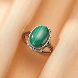 Bague Malachite Ovale Argent 925 – Bijou Feng Shui Protection - Biloria
