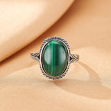 Bague Malachite Ovale Argent 925 – Bijou Feng Shui Protection - Biloria