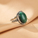 Bague Malachite Ovale Argent 925 – Bijou Feng Shui Protection - Biloria