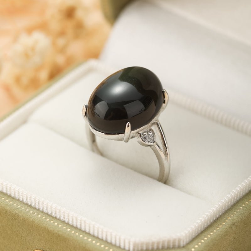 Bague Obsidienne Arc en Ciel Argent 925 – Protection Émotionnelle - Biloria