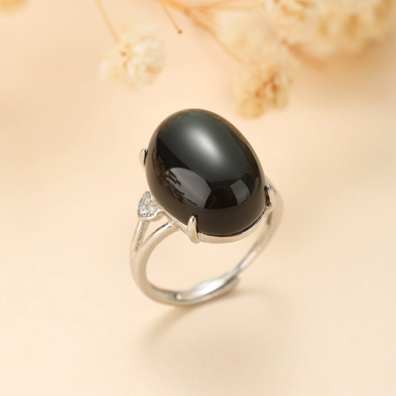 Bague Obsidienne Arc en Ciel Argent 925 – Protection Émotionnelle - Biloria