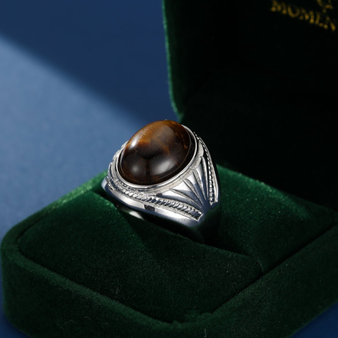 Bague Œil de Tigre Homme Acier Inoxydable 316L - Biloria
