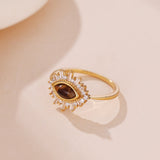 Bague Œil de Tigre Larme – Protection et Élégance Argent Plaqué Or - Biloria