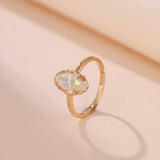 Bague Opale Ajustable - Argent Plaqué Or, Bijou Spirituel - Biloria
