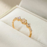 Bague Opale et Pierre de Lune ajustable argent plaqué or - Biloria