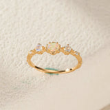 Bague Opale et Pierre de Lune ajustable argent plaqué or - Biloria