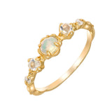 Bague Opale et Pierre de Lune ajustable argent plaqué or - Biloria