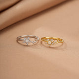 Bague Opale Lune Stellaire Argent 925 Ajustable - Biloria