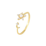 Bague Opale Lune Stellaire Argent 925 Ajustable - Biloria