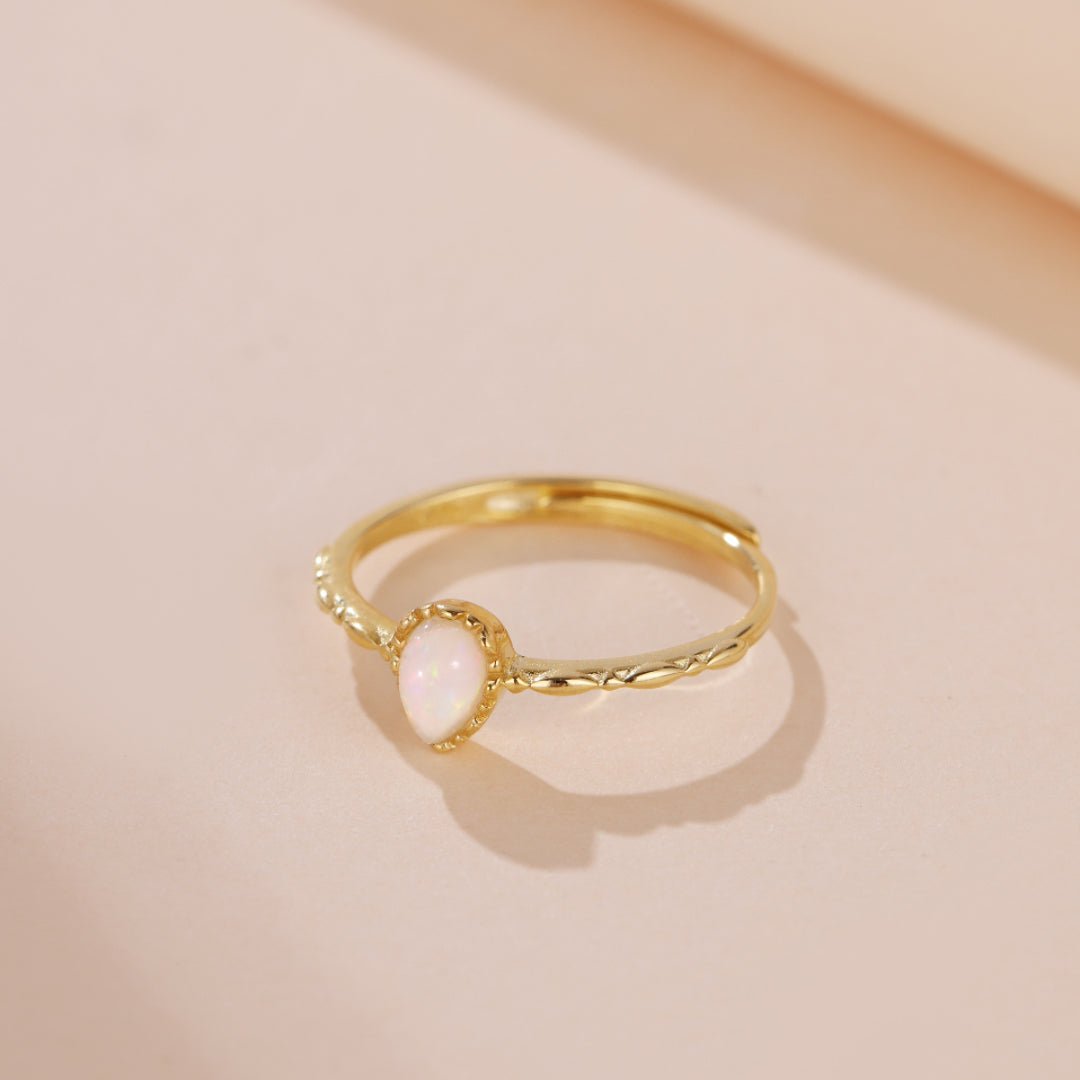 Bague Opale Sagesse Argent Plaqué Or Créativité - Biloria