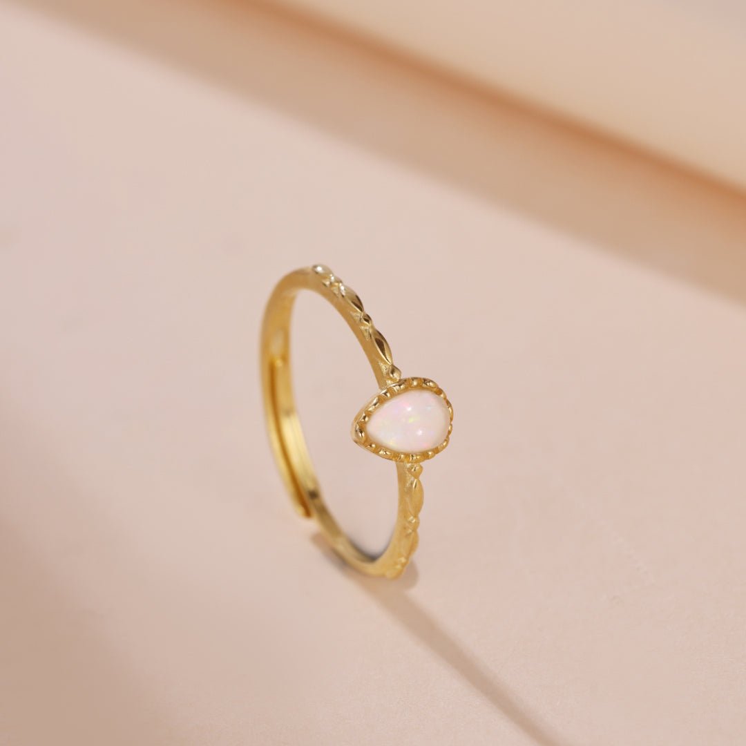 Bague Opale Sagesse Argent Plaqué Or Créativité - Biloria