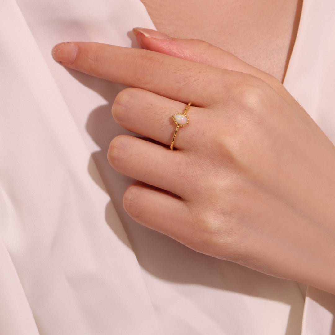 Bague Opale Sagesse Argent Plaqué Or Créativité - Biloria