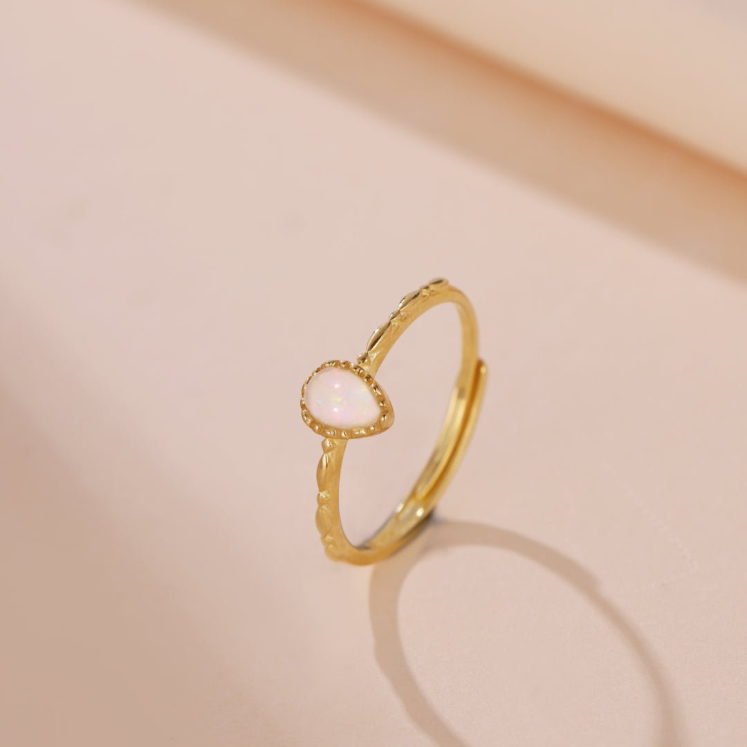 Bague Opale Sagesse Argent Plaqué Or Créativité - Biloria