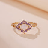 Bague Opale Violette Ajustable Argent Plaqué Or - Biloria
