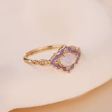 Bague Opale Violette Ajustable Argent Plaqué Or - Biloria