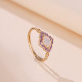 Bague Opale Violette Ajustable Argent Plaqué Or - Biloria