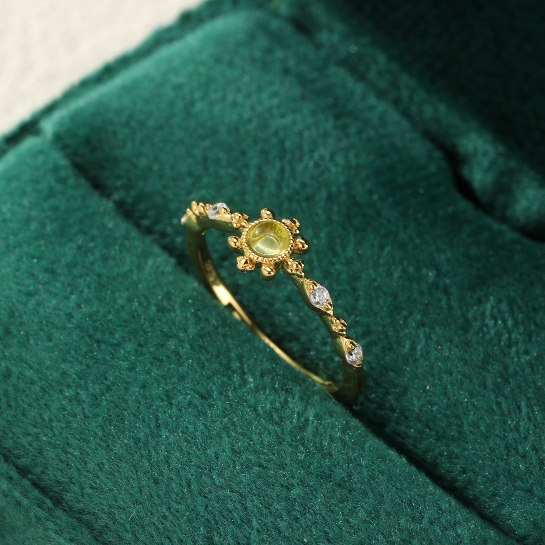 Bague Péridot 3x3mm Argent Plaqué Or Naturel Ajustable - Biloria