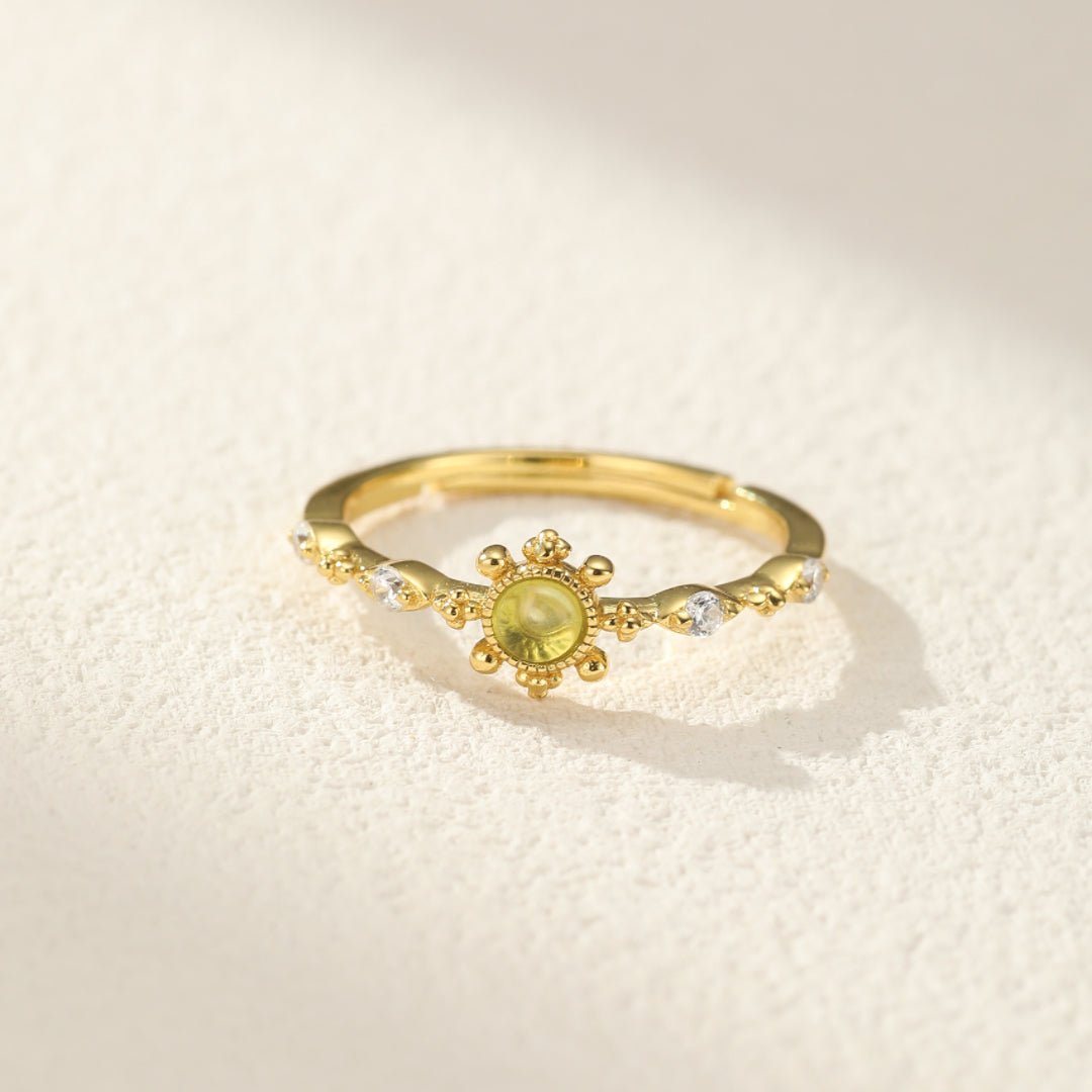 Bague Péridot 3x3mm Argent Plaqué Or Naturel Ajustable - Biloria