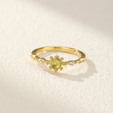 Bague Péridot 3x3mm Argent Plaqué Or Naturel Ajustable - Biloria