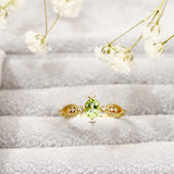 Bague Péridot 8mm Zircon Argent Plaqué Or – Prospérité - Biloria