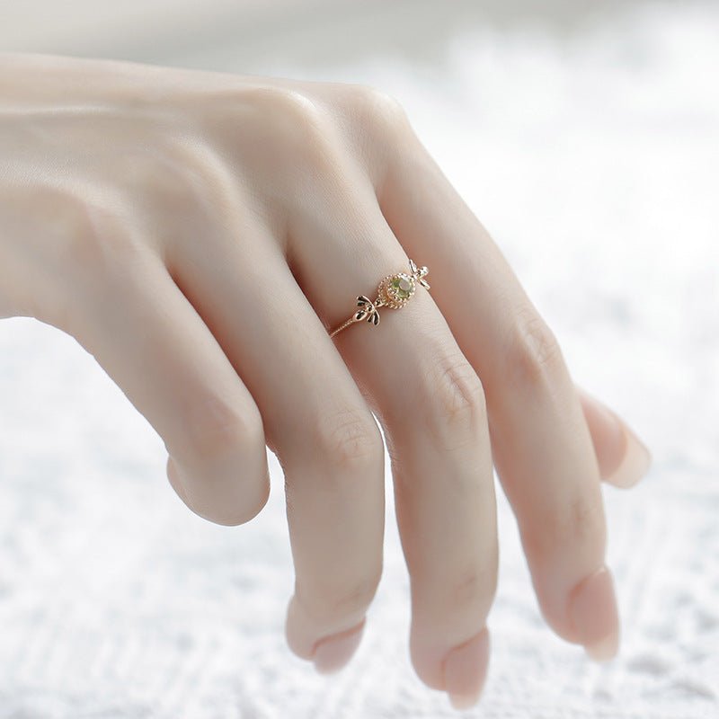 Bague Péridot Abeille Joyeuse Argent Plaqué Or – Feng Shui - Biloria