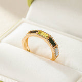 Bague Péridot Arc en Ciel Argent Plaqué Or - Biloria