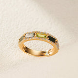 Bague Péridot Arc en Ciel Argent Plaqué Or - Biloria