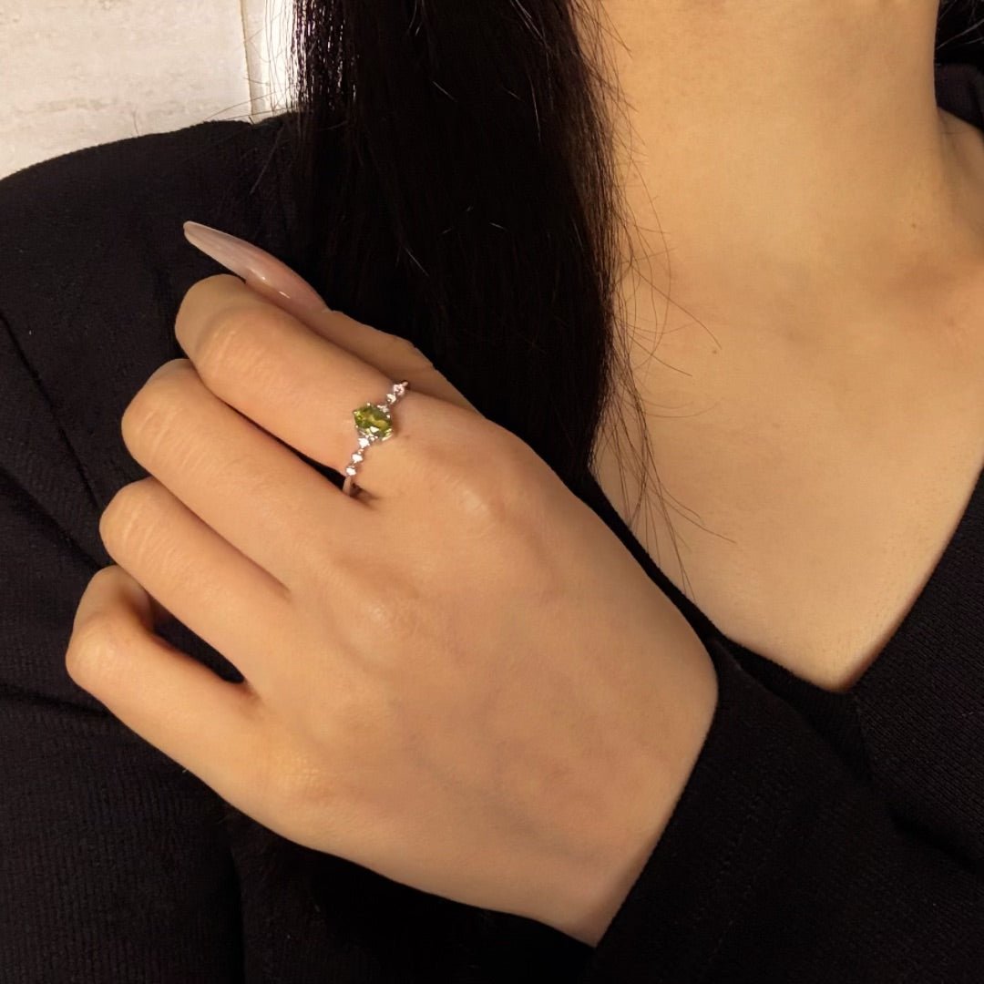 Bague Péridot Argent 925 – Bijou Porte-Bonheur Renouveau - Biloria