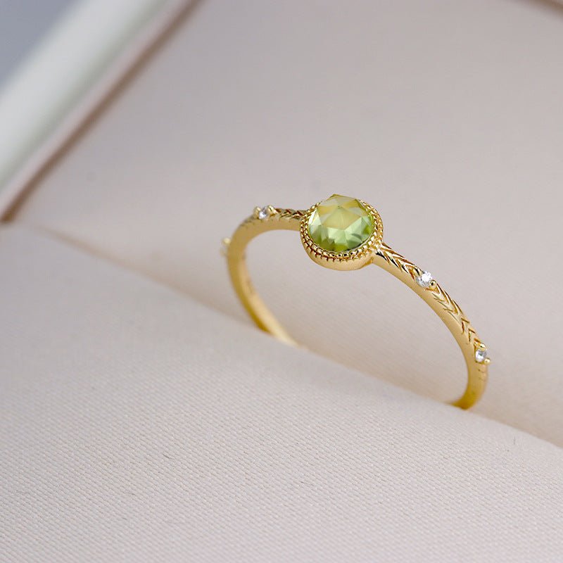 Bague Péridot Douceur Bijou Argent Plaqué Or pour Méditation - Biloria
