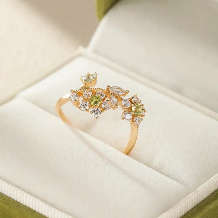 Bague Péridot Narcisses en Argent Plaqué Or - Biloria