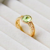 Bague Péridot Olive Argent Plaqué Or – Bijou Relaxation - Biloria