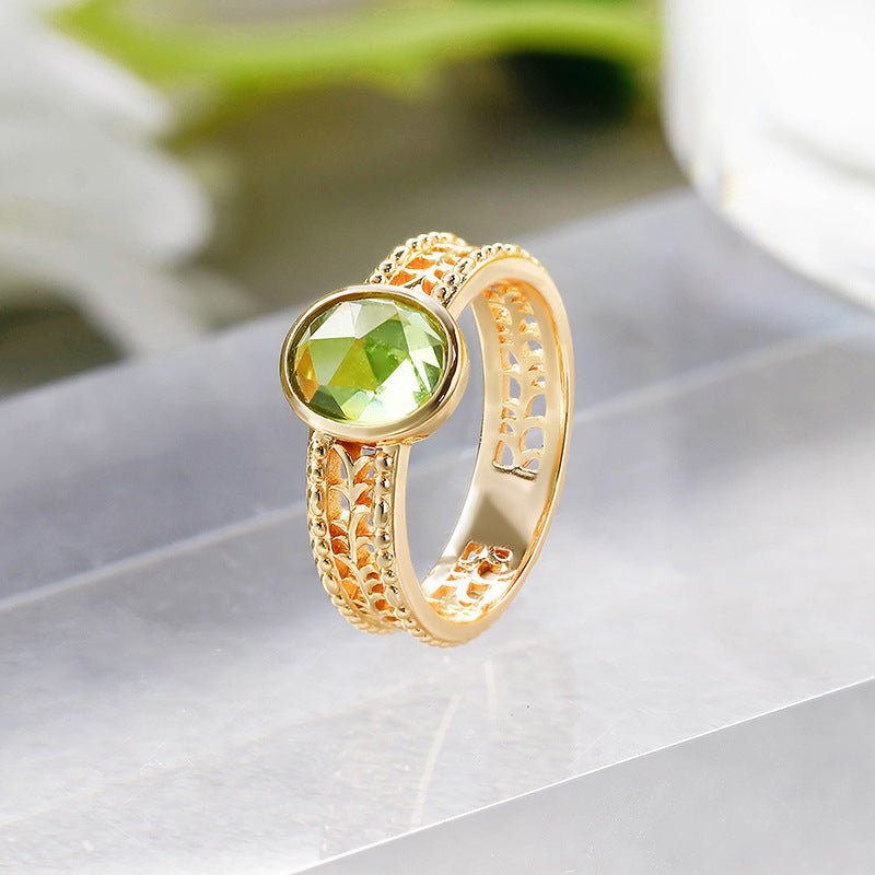 Bague Péridot Olive Argent Plaqué Or – Bijou Relaxation - Biloria