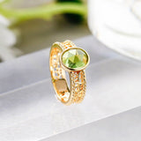 Bague Péridot Olive Argent Plaqué Or – Bijou Relaxation - Biloria